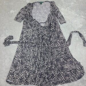 Lauren Ralph Lauren Surplice Jersey Dress Fit and Flare Wrap Size 8 Stretch Midi